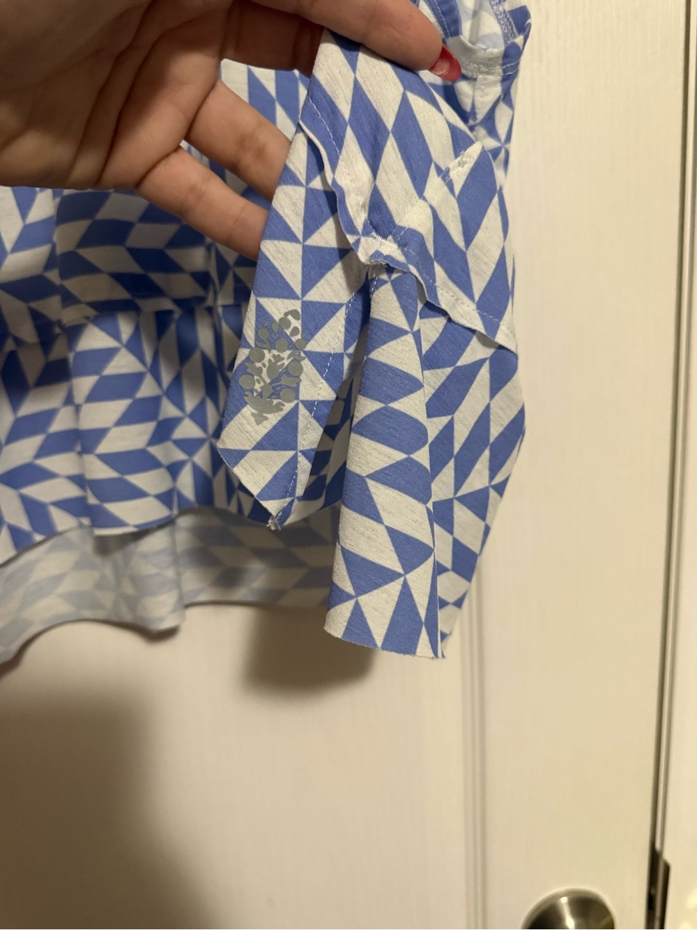 Oversized free people Sleeveless Blue Geometric top - Picture 7 of 9